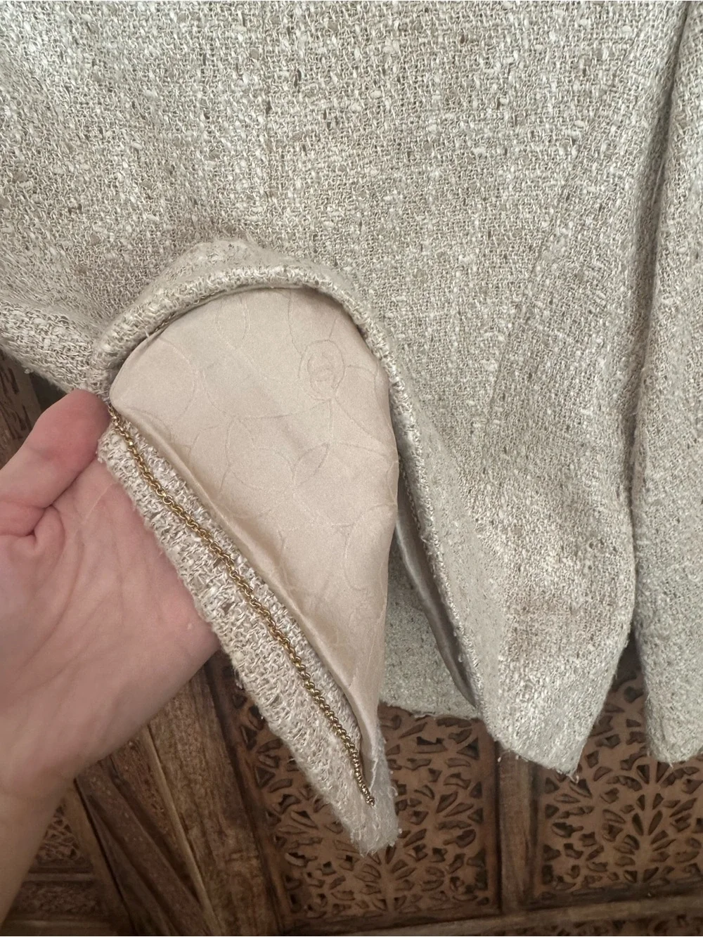 Chanel Cream Tweed Jacket Blazer 36